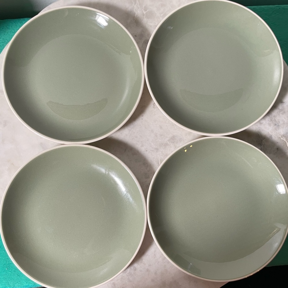 Vintage Harkerware Bread & Butter Plates - Set of 4 - Persian Key in Sage Green
